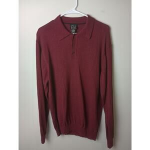 Vtg Men's Merino Wool Maroon Polo Collar Sweater Jos A Bank Office Size XXL